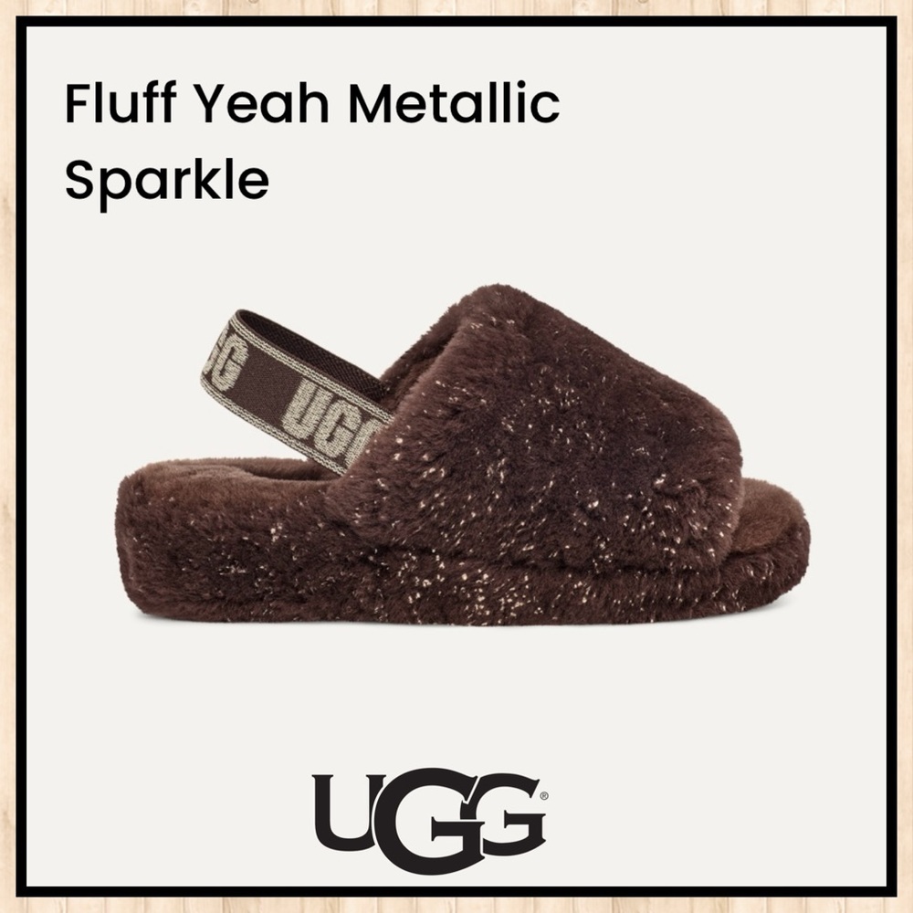 Ugg Fluff Yeah Gold Metallic Sparkle in Burnt Cedar